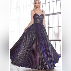 Cinderella Divine Maxi Dress Pleated Glitter Metallic  Size XS Prom Gala Formal